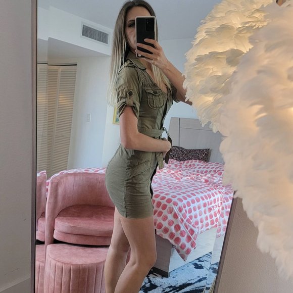 COPY - Guess Military Sexy Stretch like Denim Vintage Dress - Picture 3 of 10